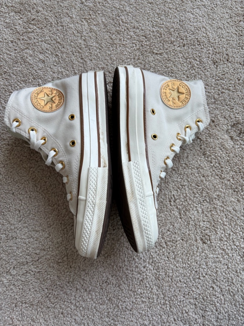 Custom Converse All Star Sneakers in off-white with Sage Green Accents - Picture 5 of 8